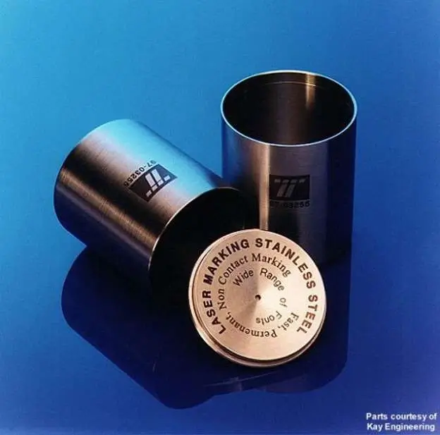 Laser marking of stainless steel cups
