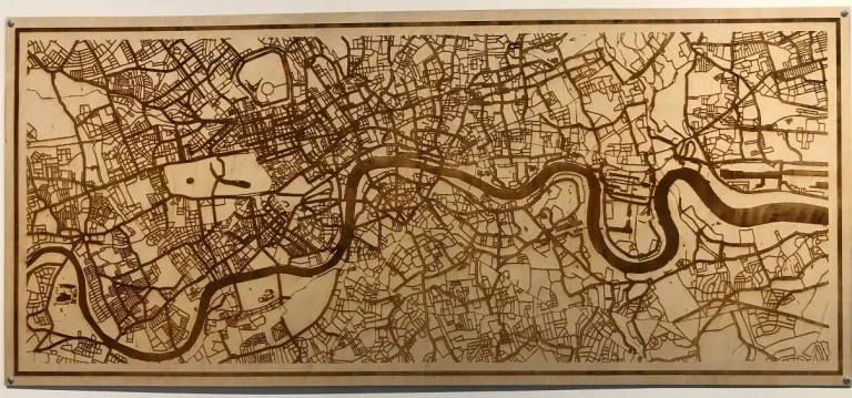 Laser Engraving of Wood near Redhill - Map of London
