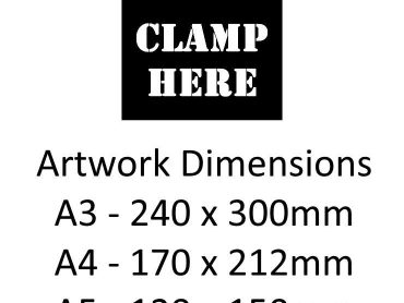 Clamp Here Stencil - Durable Mylar A5/A4/A3