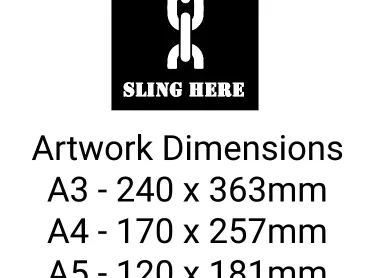 Sling Here Stencil with Symbol - Mylar A5/A4/A3