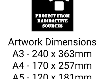 Protect From Radioactive Sources with logo Stencil - Mylar A5/A4/A3
