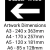 This Way with Arrow to Left Stencil - Mylar A5/A4/A3