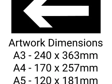 This Way with Arrow to Left Stencil - Mylar A5/A4/A3